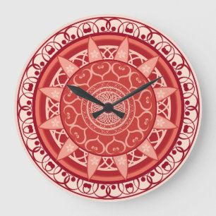 Mandala in het rood grote klok