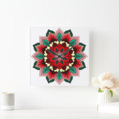 Mandala in het rood vierkante klok (Huis)