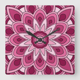 Mandala in het roze vierkante klok