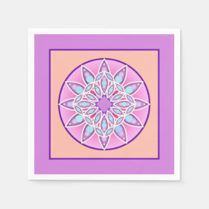Mandala in lavender, orchidee en koraal servet