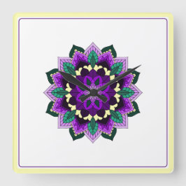 Mandala in paars vierkante klok