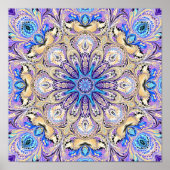 Mandala in Paarse, blauwe en goudafdrukken Poster (Voorkant)