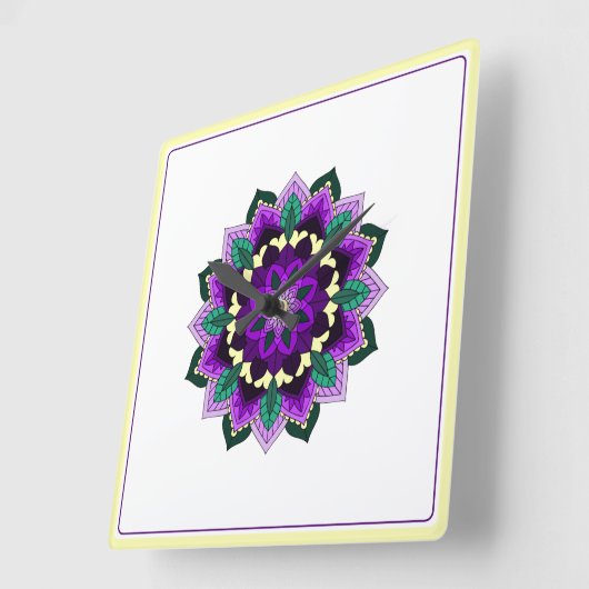 Mandala in purple vierkante klok (Hoek)