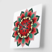 Mandala in red vierkante klok (Hoek)