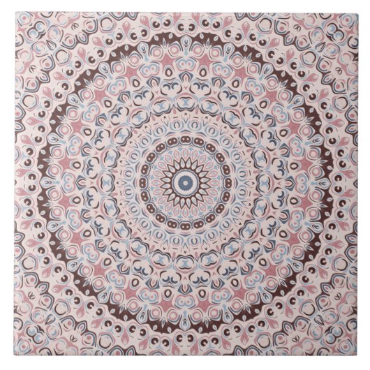 Mandala in Roos, bruin en blauw Tegeltje (Voorkant)
