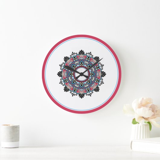 Mandala in rose & blue grote klok (Huis)