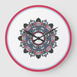 Mandala in roze & blauw grote klok