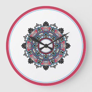 Mandala in roze & blauw grote klok