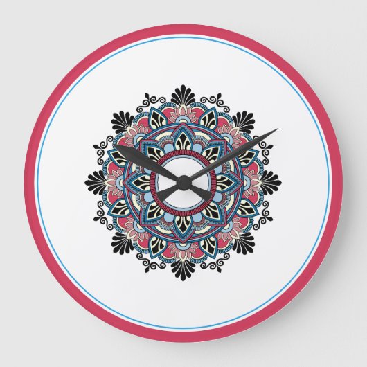 Mandala in roze & blauw grote klok (Voorkant)