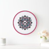 Mandala in roze & blauw grote klok (Huis)
