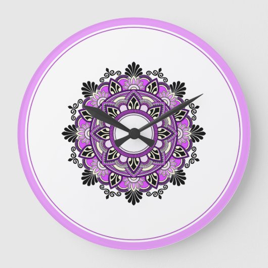 Mandala in roze & paars grote klok (Voorkant)