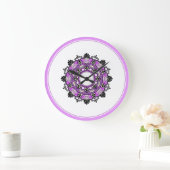 Mandala in roze & paars grote klok (Huis)