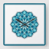 Mandala in teal green vierkante klok (Voorkant)