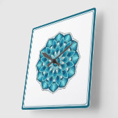 Mandala in teal green vierkante klok (Hoek)