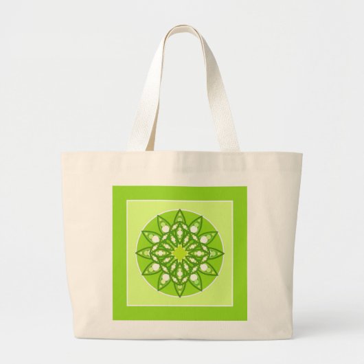 Mandala in tinten groen grote tote bag (Voorkant)