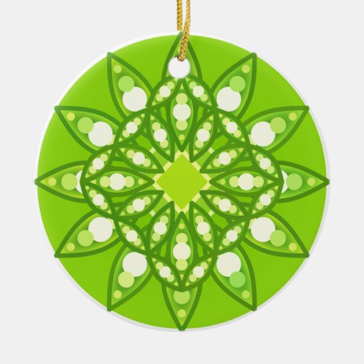 Mandala in tinten groen keramisch ornament (Voorkant)