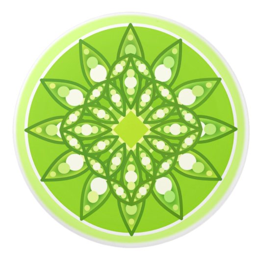 Mandala in tinten groen keramische knop (Voorkant)