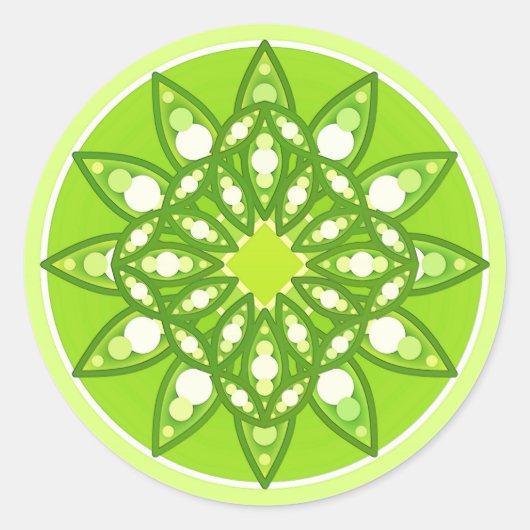Mandala in tinten groen ronde sticker (Voorkant)