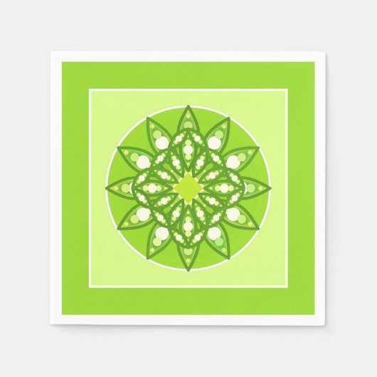 Mandala in tinten groen servetten (Voorkant)