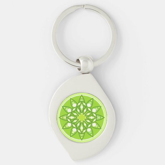 Mandala in tinten groen sleutelhanger (Voorkant)