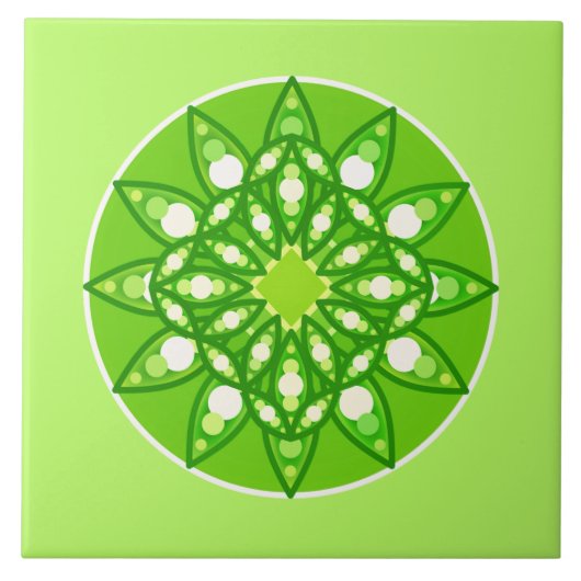 Mandala in tinten groen tegeltje (Voorkant)