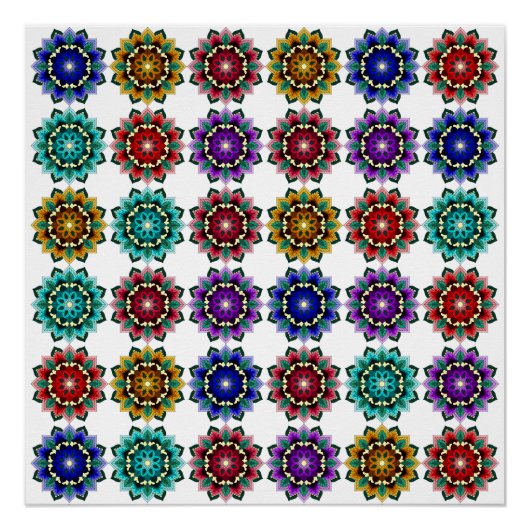 Mandala in various colours perfect poster (Voorkant)