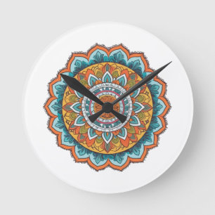 mandala in verschillende kleuren ronde klok