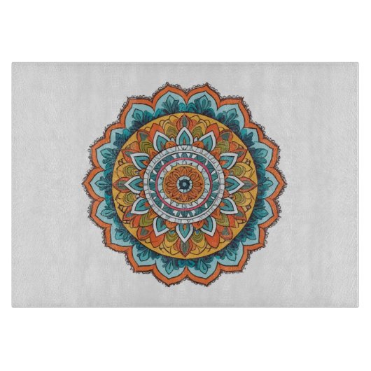 mandala in verschillende kleuren snijplank (Voorkant)