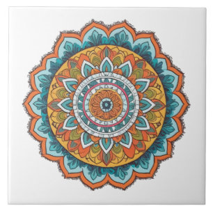 mandala in verschillende kleuren tegeltje