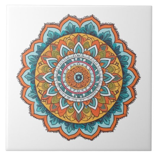mandala in verschillende kleuren tegeltje (Voorkant)