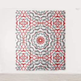 Mandala in wit, rood en kaki. wandkleed