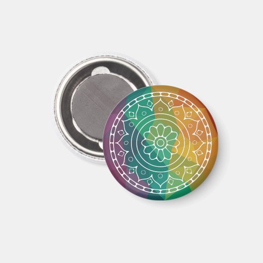 Mandala india flower boho hippie design klassiek magneet (Voorkant / Achterkant)
