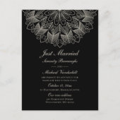 Mandala Indian Boho Black Just Married Wedding Uitnodiging Briefkaart (Voorkant)