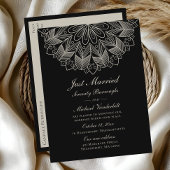 Mandala Indian Boho Black Just Married Wedding Uitnodiging Briefkaart