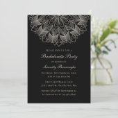 Mandala Indian Boho Black Wedding Bachelorette  Kaart (Staand voorkant)