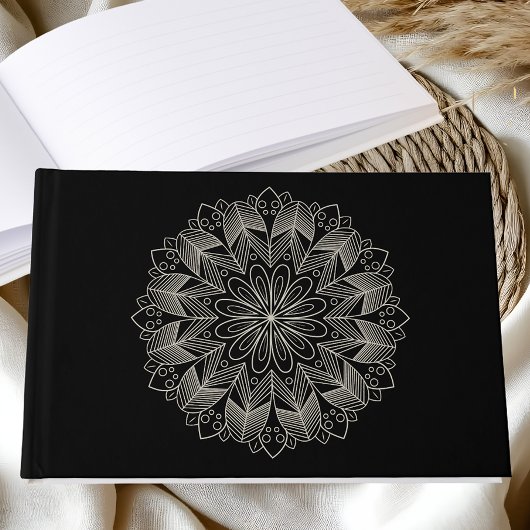 Mandala Indian Boho Chic Elegant Black Wedding Gastenboek