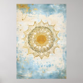 mandala indien aux teintes turquoise et orange poster (Voorkant)