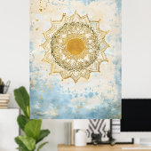 mandala indien aux teintes turquoise et orange poster (Thuiskantoor)