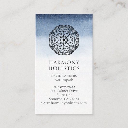 Mandala Indigo Wit Holistische Gezondheid Visitekaartje (Voorkant)