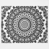 Mandala, kaleidoscoop, zwart-wit, ornament fleece deken (Voorkant (Horizontaal))