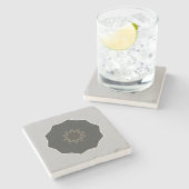 Mandala Kaleidoscope Black op Grey Stenen Onderzetter (Zijkant)