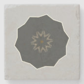 Mandala Kaleidoscope Black op Grey Stenen Onderzetter (Voorkant)