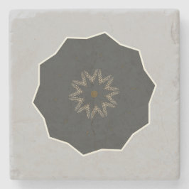 Mandala Kaleidoscope Black op Grey Stenen Onderzetter