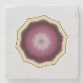 Mandala Kaleidoscope Design Paars op Grey Stenen Onderzetter (Voorkant)