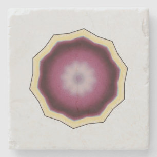 Mandala Kaleidoscope Design Paars op Grey Stenen Onderzetter
