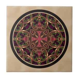 Mandala, Kaleidoscopic Cross Abstract Tegeltje