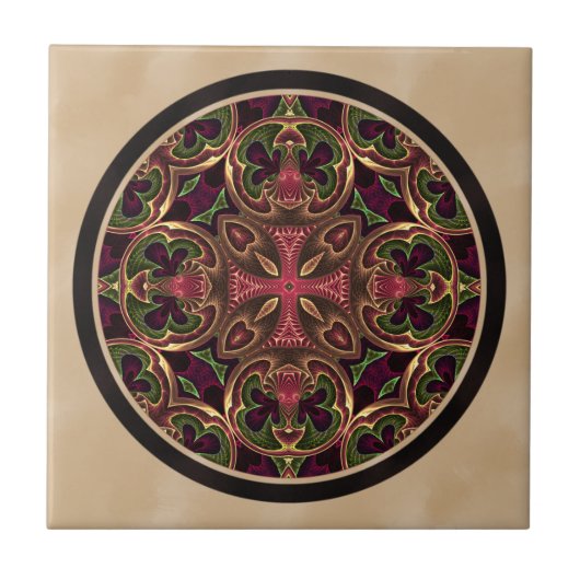 Mandala, Kaleidoscopic Cross Abstract Tegeltje (Voorkant)