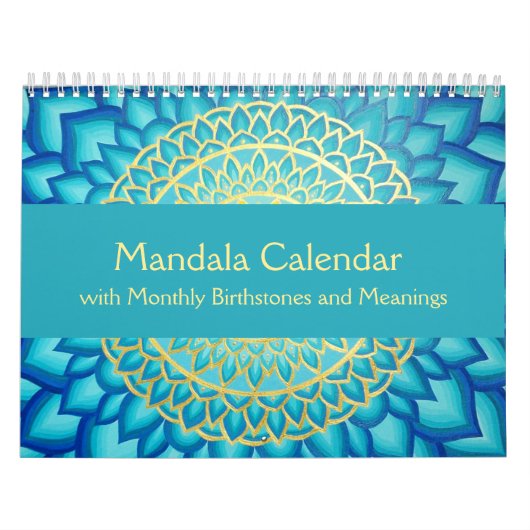 Mandala kalender met maandelijkse vogelstenen (Hoes)