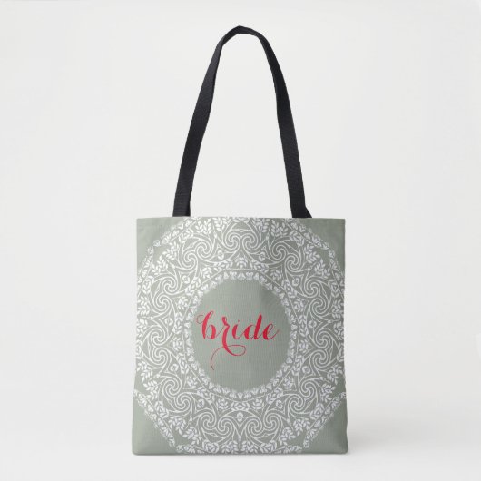 Mandala Kant Bruid Huwelijk Spiraal Kunst Rand Tote Bag (Voorkant)