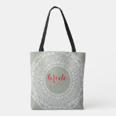 Mandala Kant Bruid Huwelijk Spiraal Kunst Rand Tote Bag (Achterkant)